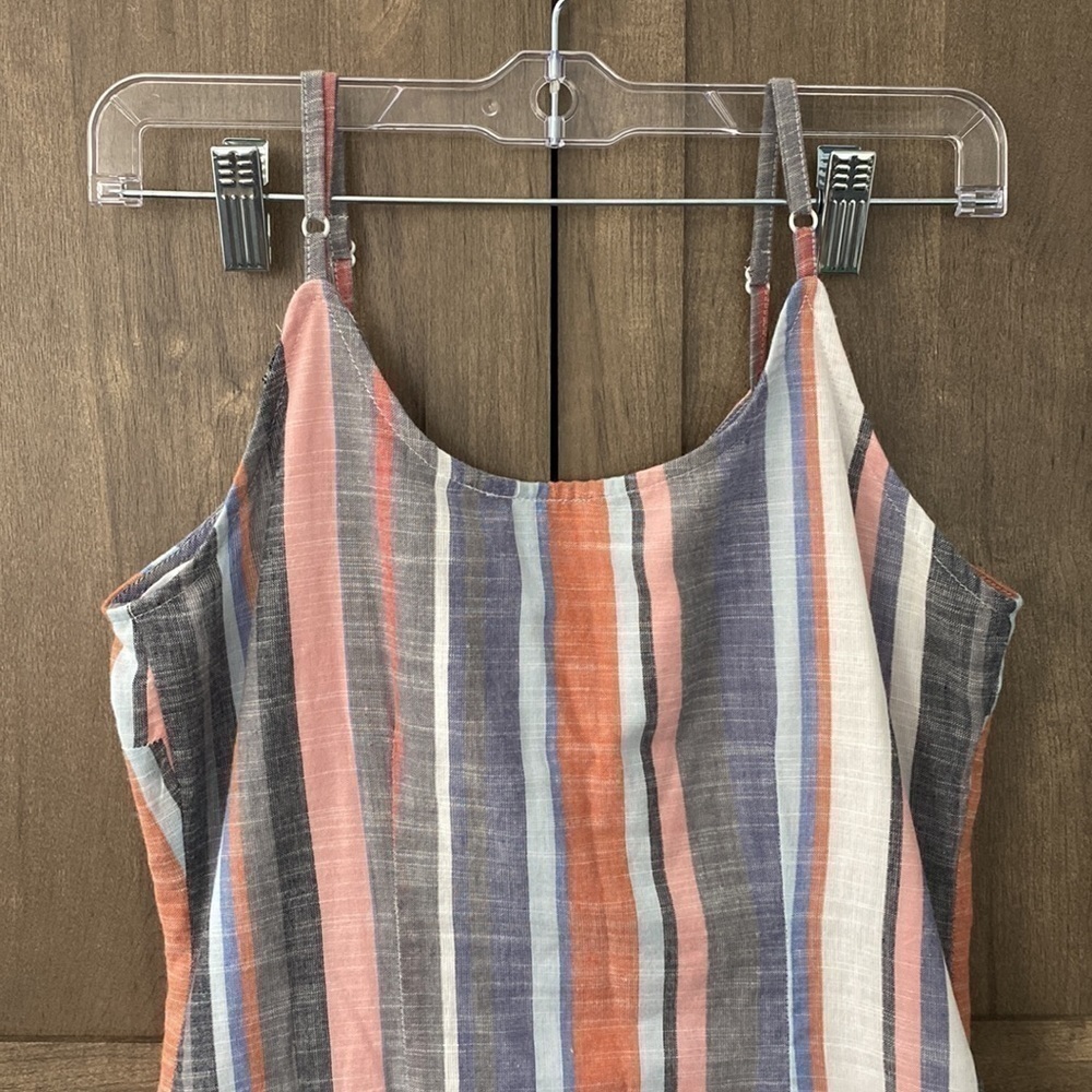 FRANCESCA’S Blue Rain Maya Button Down 100% Cotton Stripped Dress Size Small - Picture 10 of 16